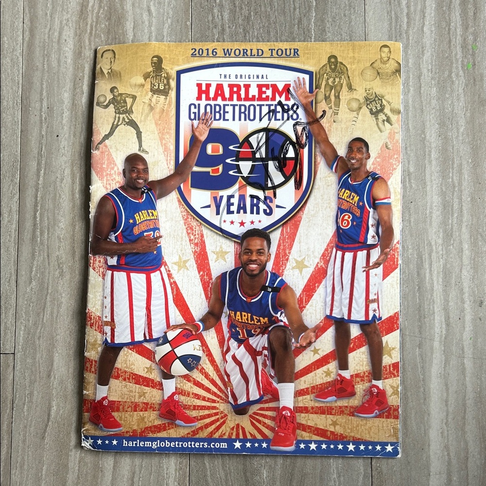 Autographed Harlem Globetrotters 90th Anniversary Poster Book